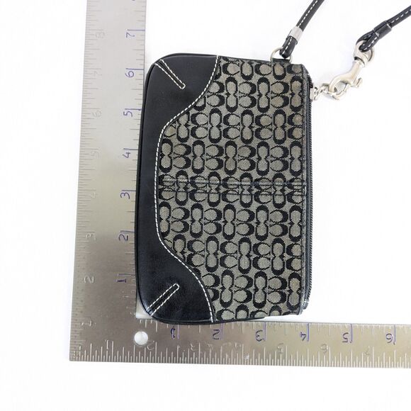 Coach Mini C Signature Black and Gray Jacquard Canvas Black Leather Wristlet - Picture 9 of 9